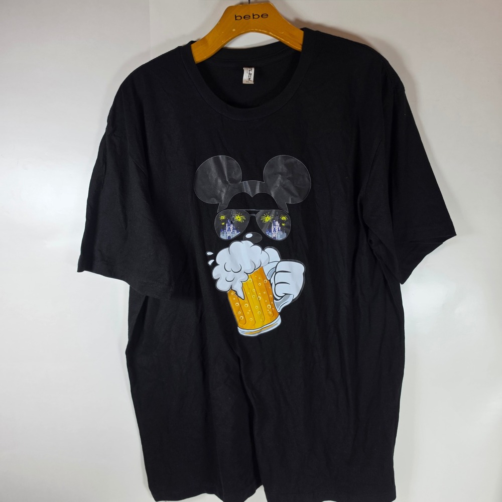 Disney Epcot Drinking Around The‎ World Checklist Shirt Mickey Mouse Black XL